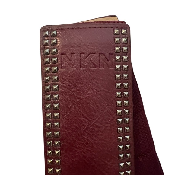 NKN Nekane Asymmetric Burgundy Studded Faux Leather Belt NWT One Size Reg. $65 main image 5